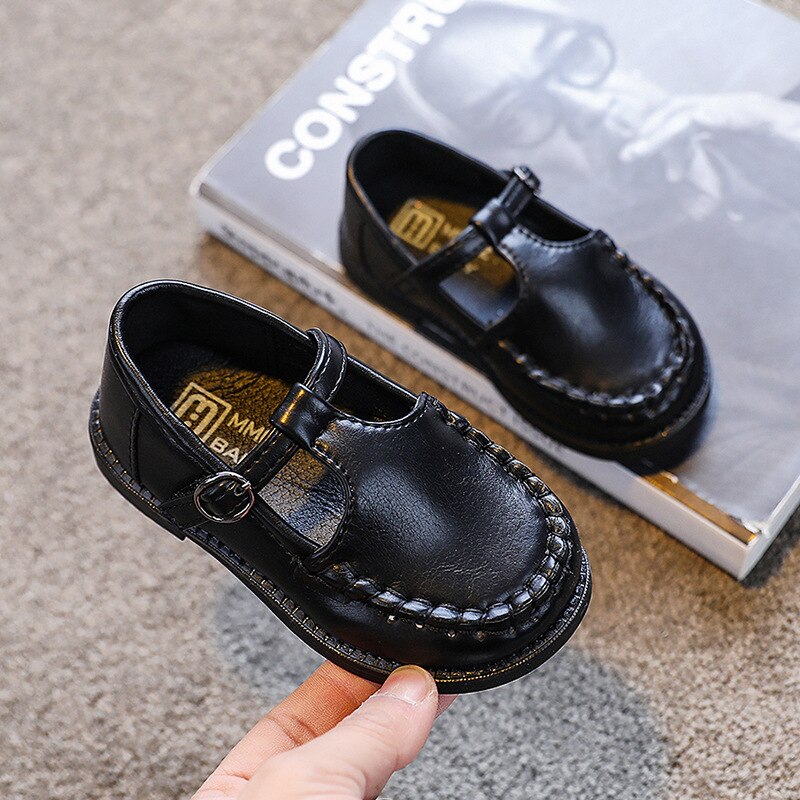 Kinder PU Leder Schuhe Anti-kick Mary Jane Schuhe Unisex Flache mit Schuhe Kleinkind Mary Janes schuhe Jungen Schuhe: B / CN Size 22