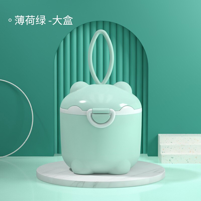 Baby Milk Powder Portable Cute Pig Food Storage Box Essential Cereal Infant Milk Powder Box Toddle Snacks Container: Mint L