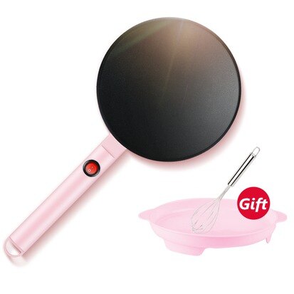JIQI-máquina de tortitas eléctrica para hacer crepes y Pizza, plancha antiadherente para hornear pan y pasteles, utensilios de cocina de 220V, color rosa, para UE y EE. UU.: pink