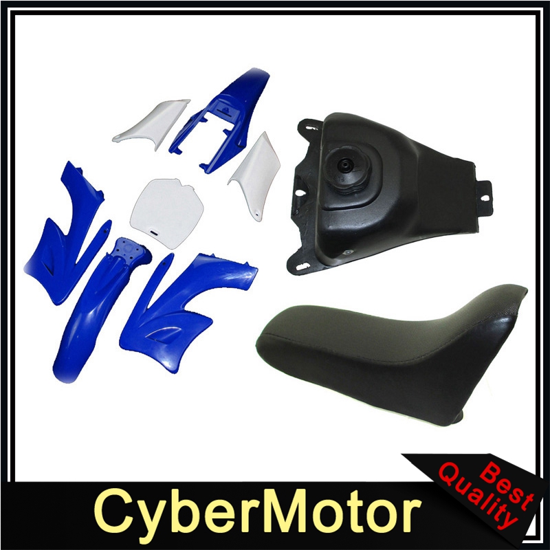 Kits de carenado de guardabarros de plástico + asiento de espuma + tanque de gasolina para China de 2 tiempos 47 49cc Apollo KXD Orion Mini Dirt Bike: Blue