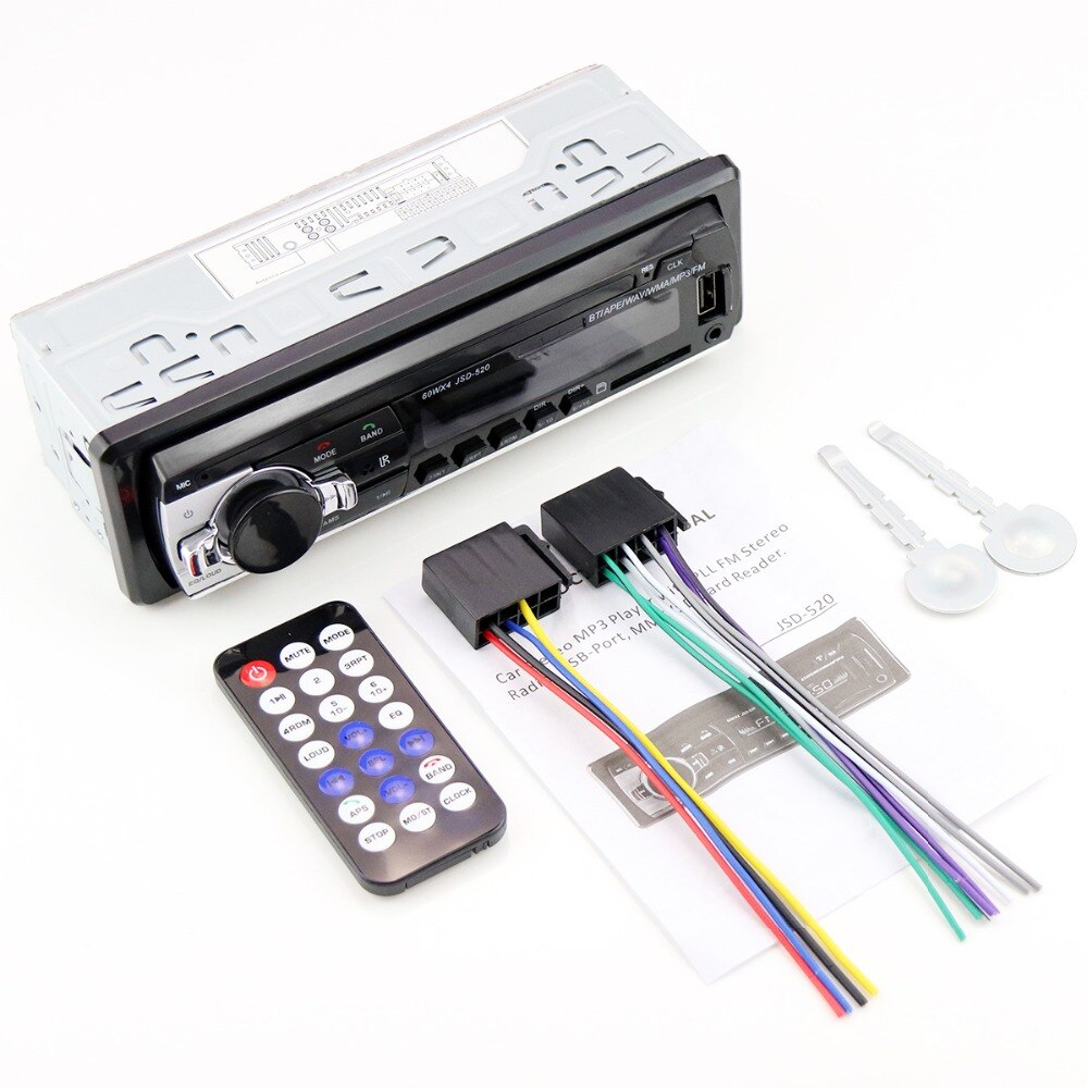 Autoradio 1 din auto estereo para carro auto radio bluetooth jsd 520 12V oto teypleri aux in usb radio tuner oto teypleri aux
