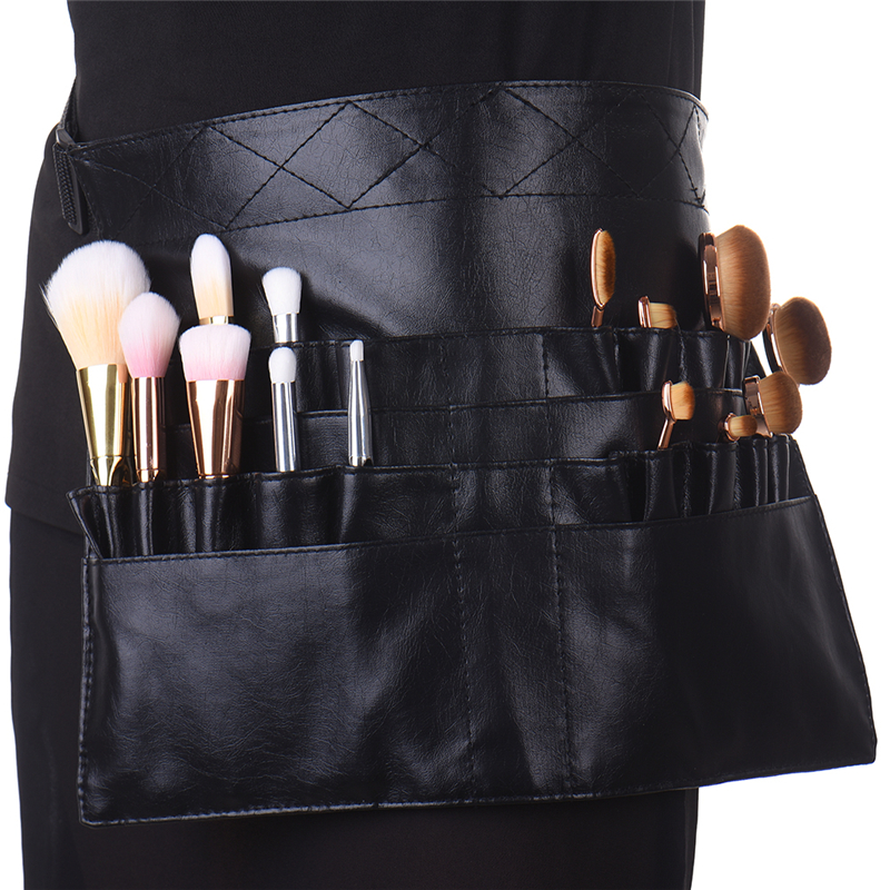 Pro Makeup Brush Display Holder Case Bag Artist Belt Strap Cosmetic Makeup Brushes PU Holder Apron Bags