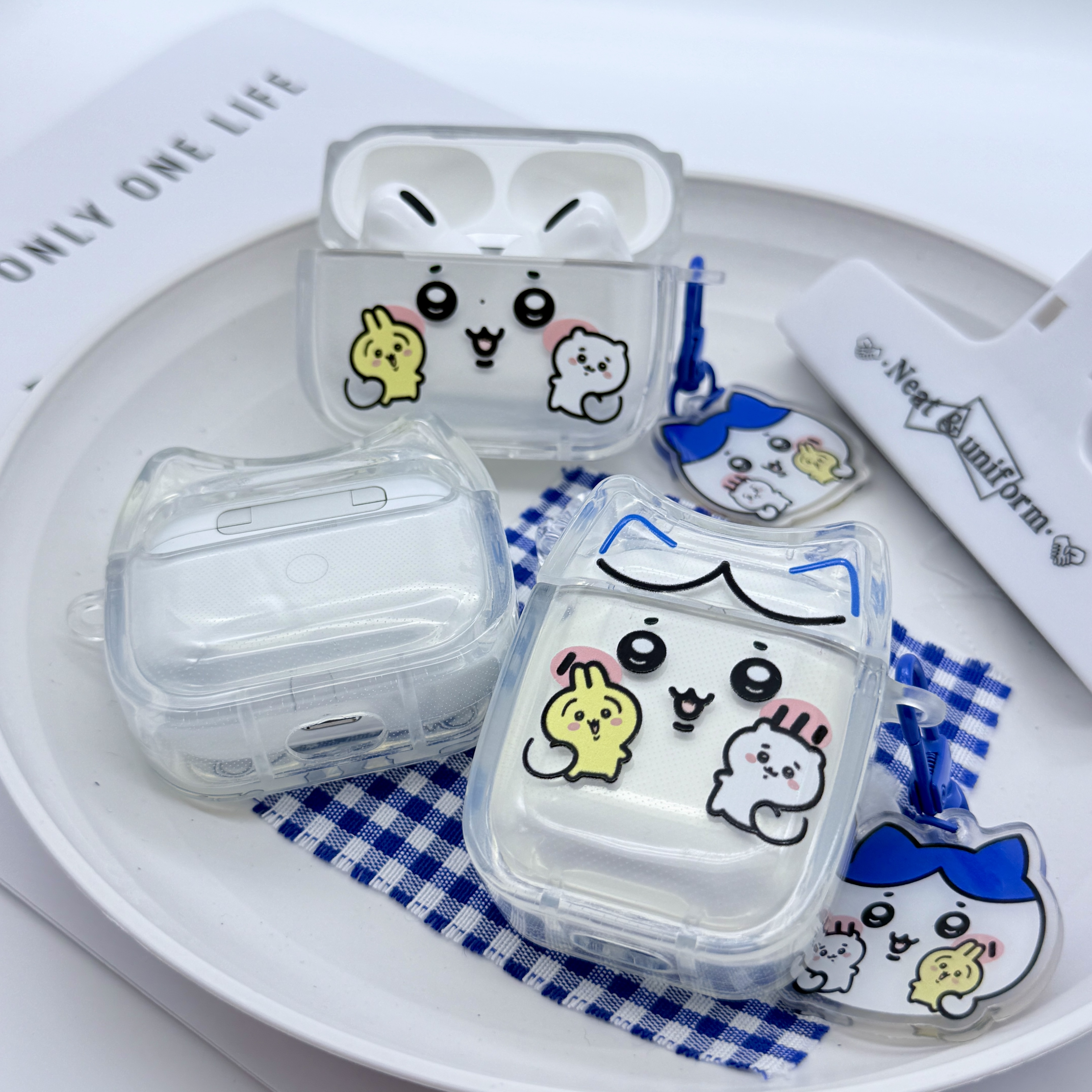 Style Cat Ears Comfortable Cartoon Chiikawa Transparent Efficient Protective Case For Airpods 4,1,2,3,Pro,Pro 2 Anti
