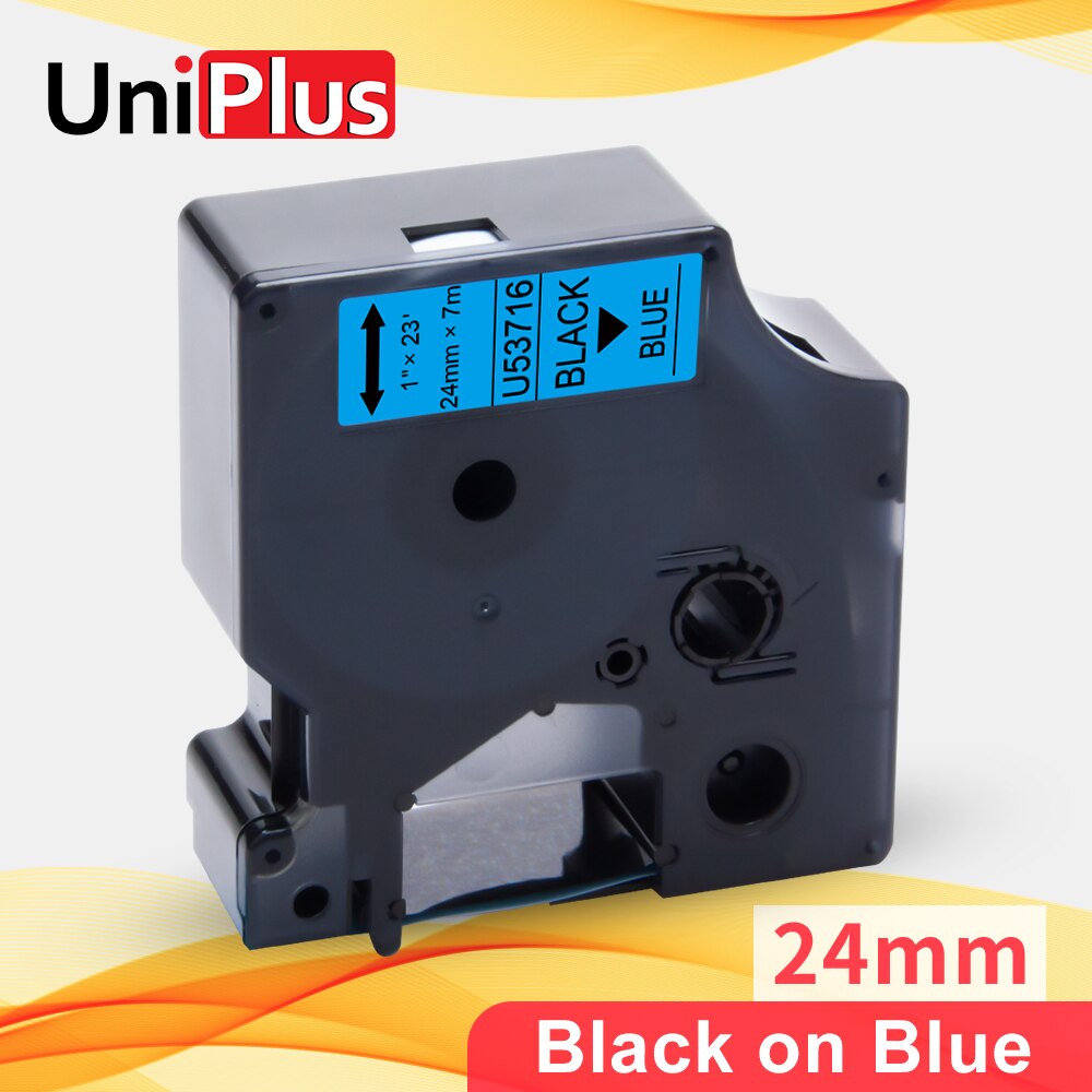 UniPlus 53713 Black on White 24mm Label Tape Compatible Dymo Tape D1 Label Maker for Dymo Label Printer Labeller LW450 LM500TS: Black on Blue