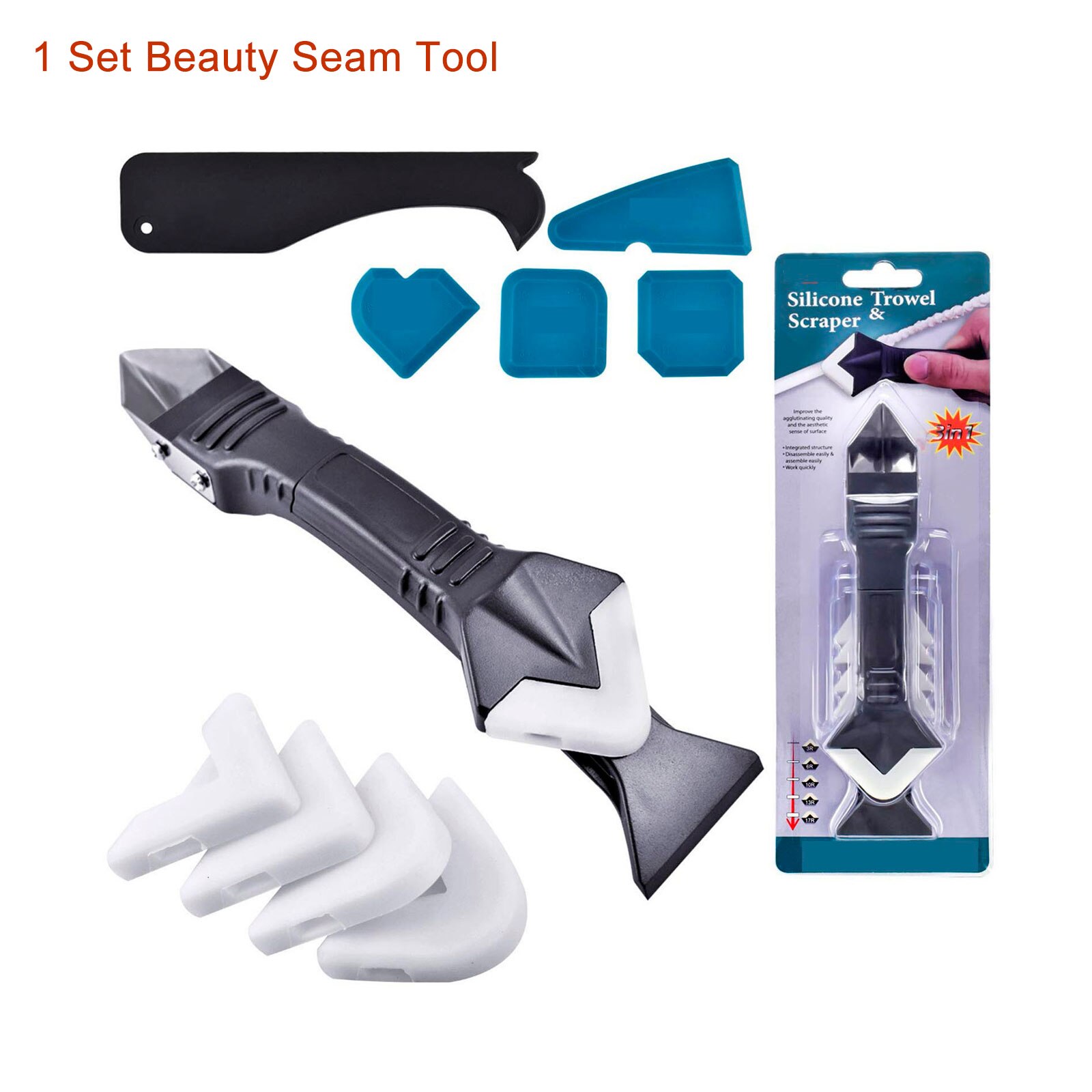 3/5 in 1 Multifunctional Silicone Remover Caulk Finisher Silicone Remover Scraper Useful Sealant Smooth Scraper Grout Kit Tools: D