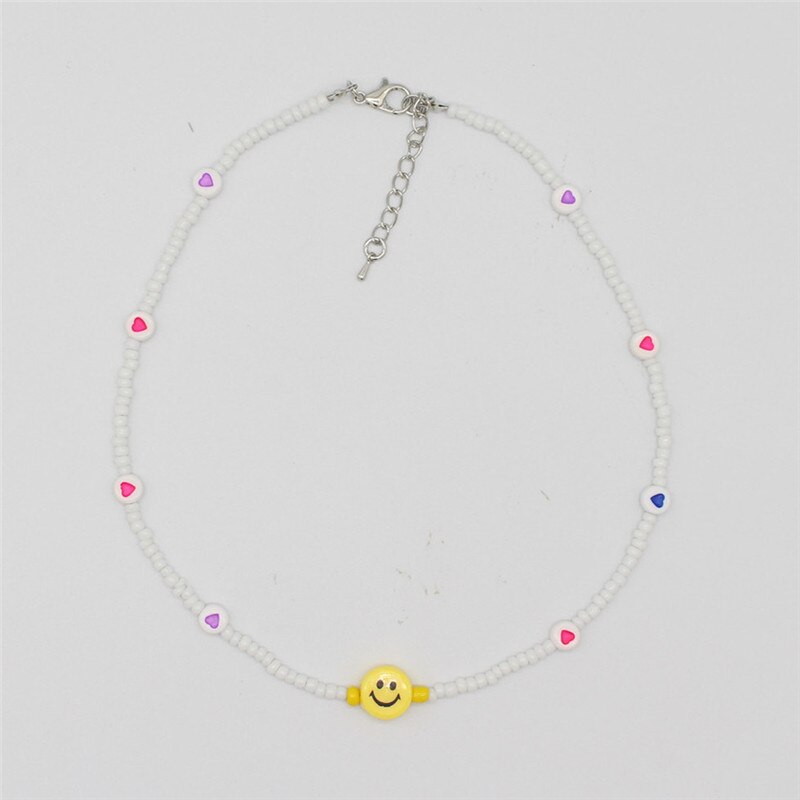 Bohemia Handmade Rainbow Beads Personality Random Color Heart Choker Necklace Women&#39;s Smiley Clavicle Collares Jewelry: 10