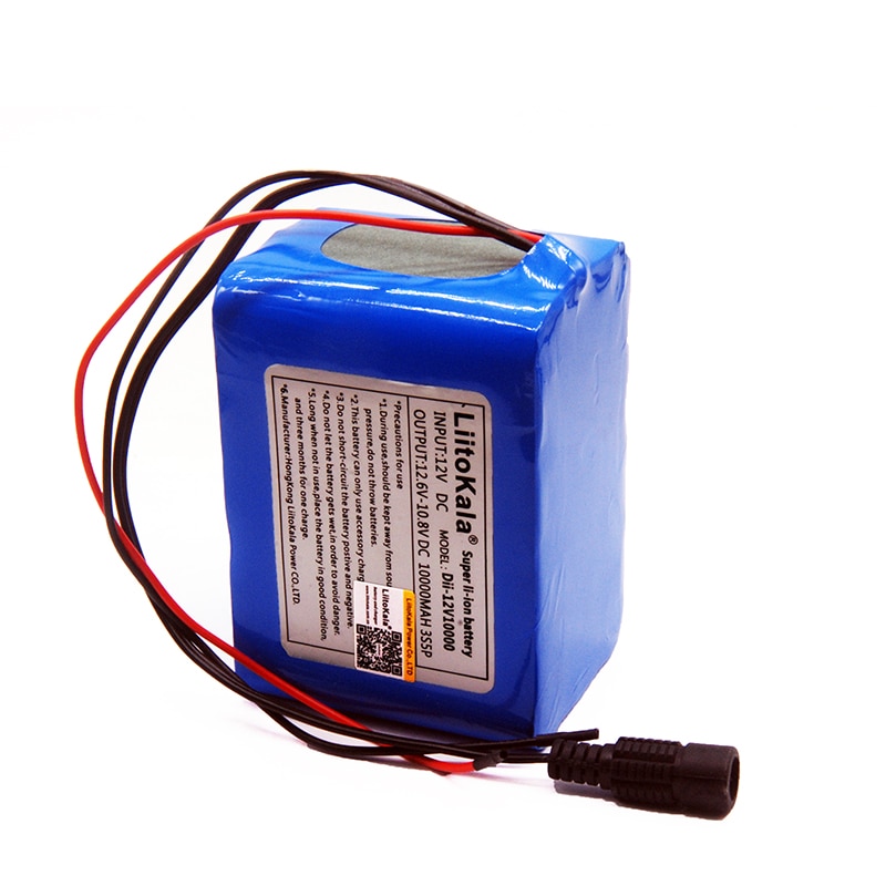 LiitoKala Large capacity 12 V 10Ah 18650 lithium Rechargeable battery 12v 10000 mAh with BMS for 75W LED lamp Xenon ues