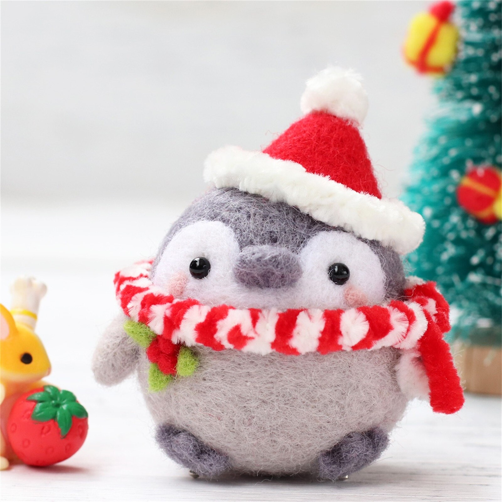 Kawaii Pinguin Handgemachte DIY Sack Wolle Filze Material Paket Nadel Filzen Bausatz Plüsch Spielzeug Erwachsene freundlicher Anfänger Hause Spaß Fieltro: B