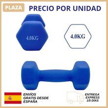 Pesa - Mancuerna vinilo 4 kilos ABADIA Ejercicio Fitness - Pesas Cortas - Anti-Rodadura - Antideslizante - Hexagonales | Entrenamiento en Casa y Gimnasio (4 Kg) Fitness Tonificar y aumentar masa muscular Deporte