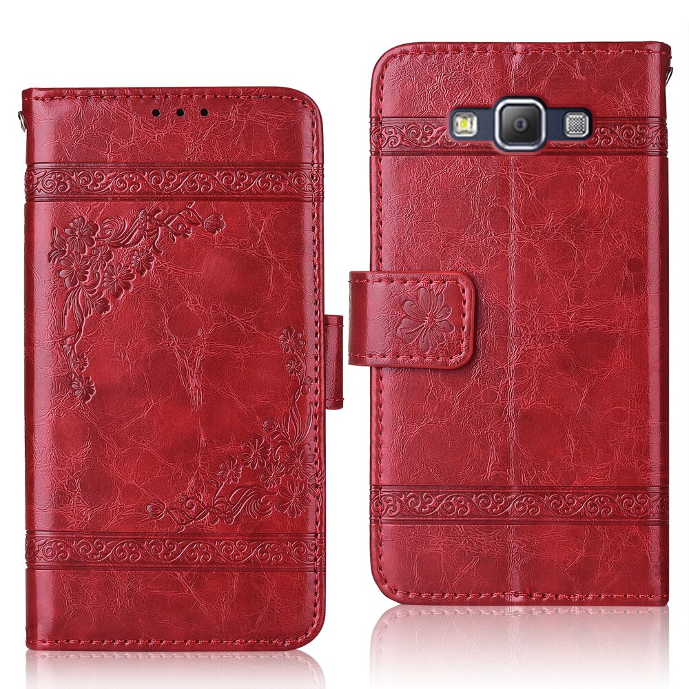 Cover For Samsung A7 A700 A700F SM-A700F Case Wallet Leather Case For Samsung Galaxy A7 A700 A 700 A 7 A72015 Couqe: oil-Red