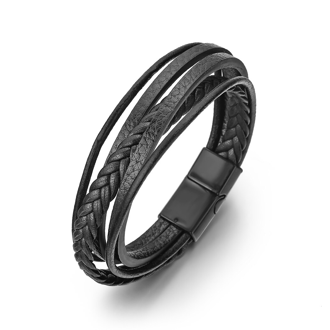 Nedar Trendy Lederen Armbanden Voor Mannen Vrouwen Rvs Multilayer Gevlochten Touw Bangle Voor Mannelijke Vrouwelijke Handgemaakte Sieraden