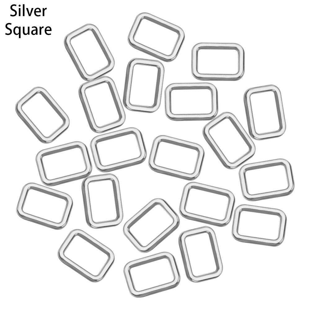 20Pcs 4Mm Mini Ovale/Vierkante/Driehoek Pop Zak Gesp Diy Pop Ultra-Kleine Bagage Kleding schoenen Hardware Onderdelen Accessoires: Silver-Square