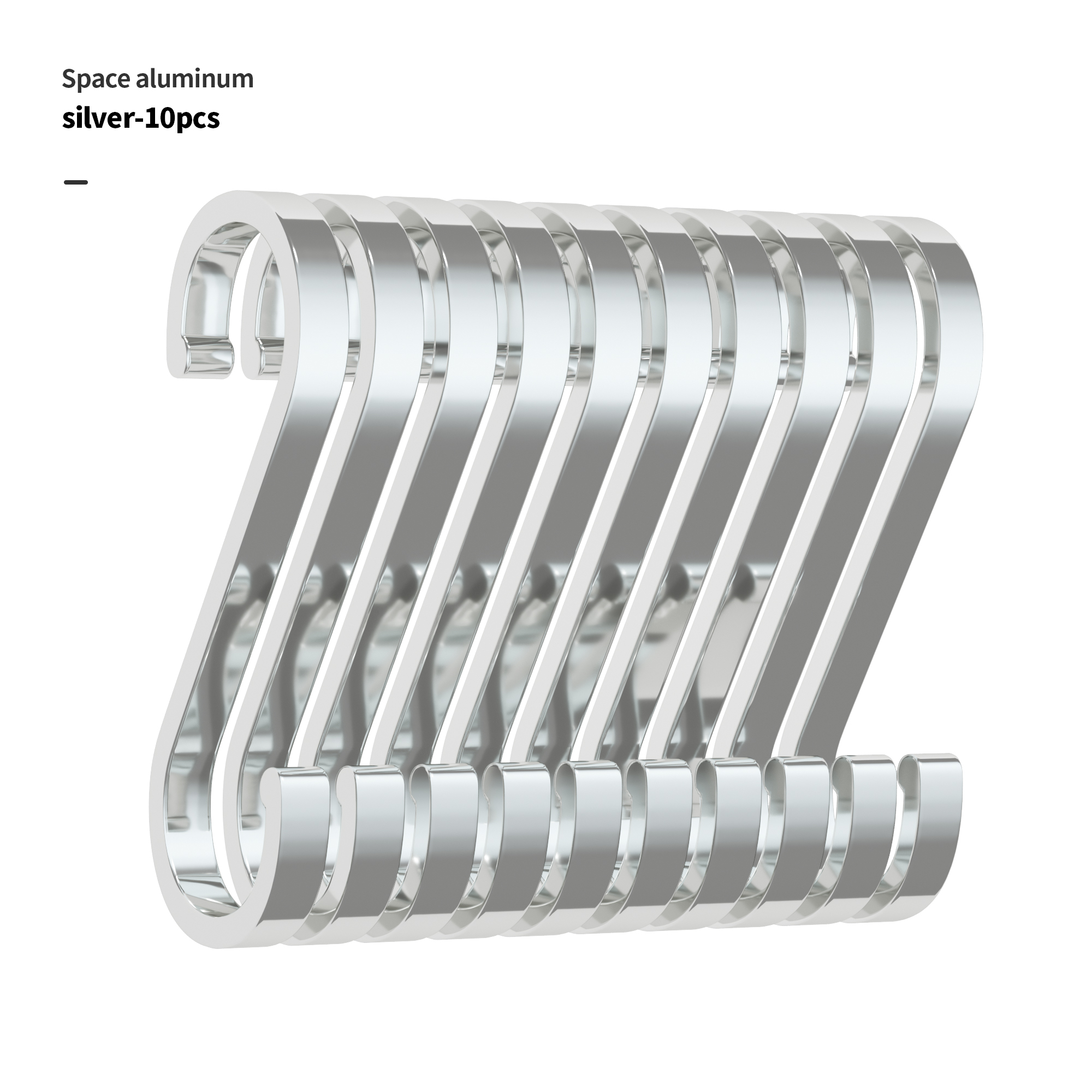 1/5/10Pcs S en Forme De Crochet En Aluminium D'espace Crochets De Stockage En Métal Crochet Fermoir Porte-Crochets Suspendus Rangement Outils: 10pcsSilver