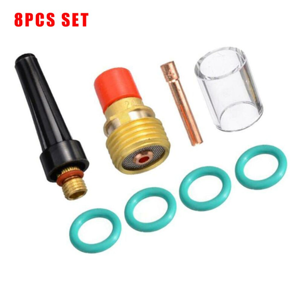 8pcs/Set TIG Welding Stubby Gas Lens #10 Heat Cup Kit For Tig WP-17/18/26 Torch Welding Accessories