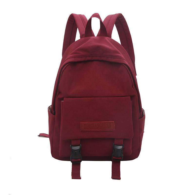 Backpack Women Backpack Women Shoulder Bag solid color School Bag For Teenage Girl Children Backpacks Travel Bag: Red2