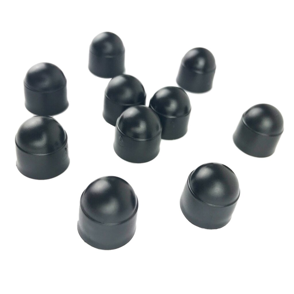 Set of 10 18mm Car Wheel Lug Nut Hexagonal Bolt Cover Cap Protector Black M6
