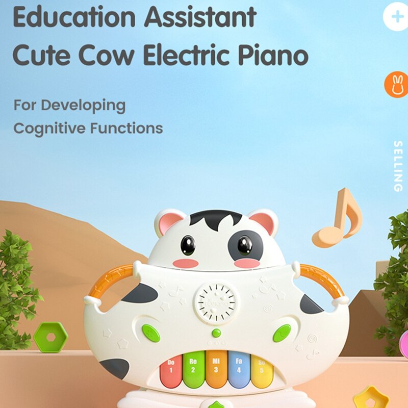 Tumama Baby Muziek Piano Kids Baby Instrumenten Peuter Speelgoed Educatief Leren Lied Koe Hamster Vorm Geometrische Blokken Sorteren (
