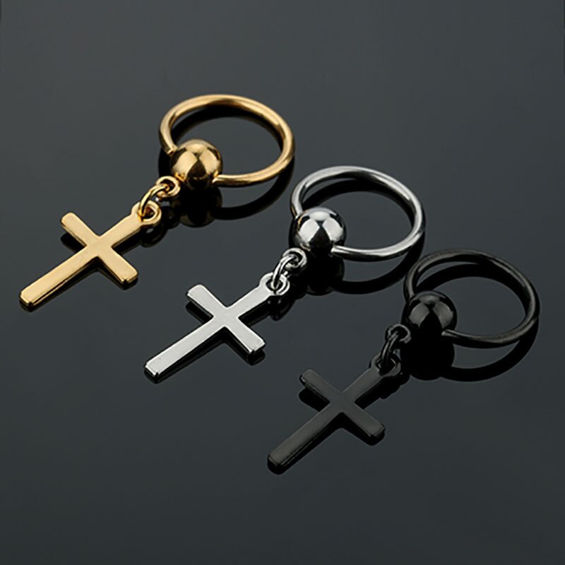 1 Pairs Hip-Hop Cross Earrings Stainless Steel Dangle Earring for Men Boy Punk Male Jewelry