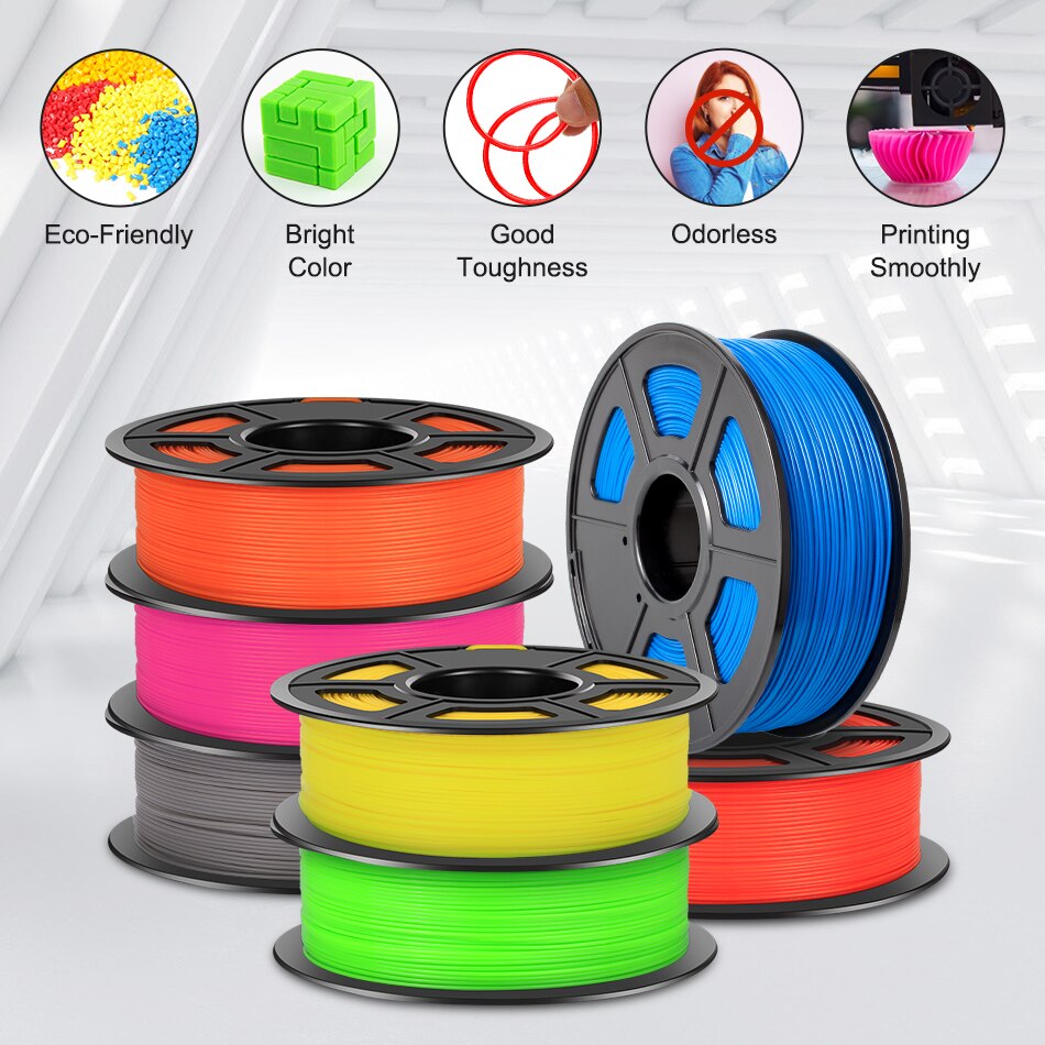SUNLU 3D Printer Filament SPLA 1.75mm 1KG Colorful Plastic Printing Material 3 Colors White Black GREY