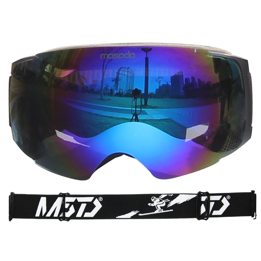 Mosodo Magnet Ski Goggles Men Women Snowboard Anti-Fog Skiing Snow Large Spherical Winter Ski Glasses: blue ski goggles