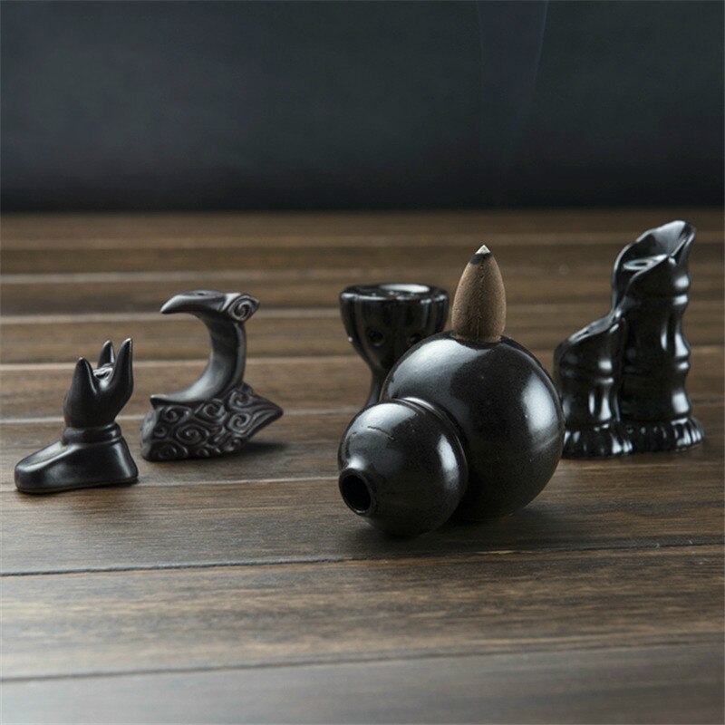 The Mini Backflow Incense Burner Ceramic Cone Censer Small Tearoom Ornaments Sandalwood Burners Incense Base for Home Decor