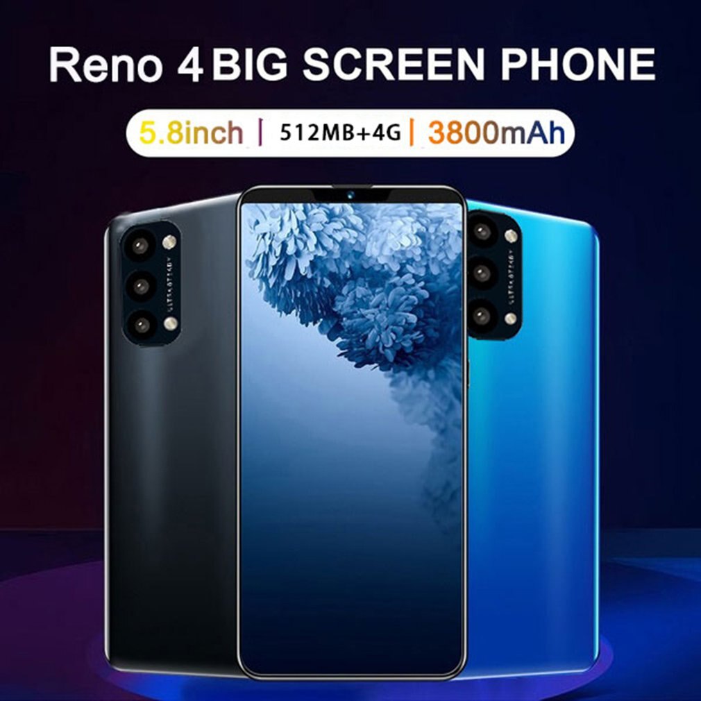 Reno 4 pro 5.8 tommers skjerm android telefon lilla vann skjerm smarttelefon ensfarget mobiltelefon kul form