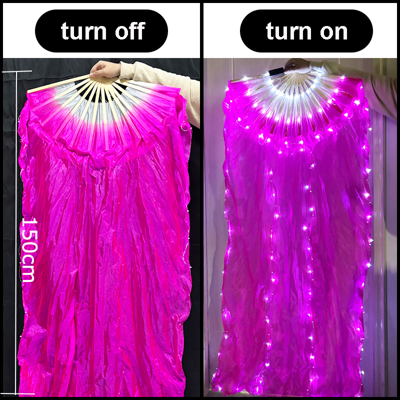 10inches Glow Folding LED Fan Dancing Light Fan Night Show Halloween Christmas Rave Accessories Carnival Supplies Dance Hand Fan: black