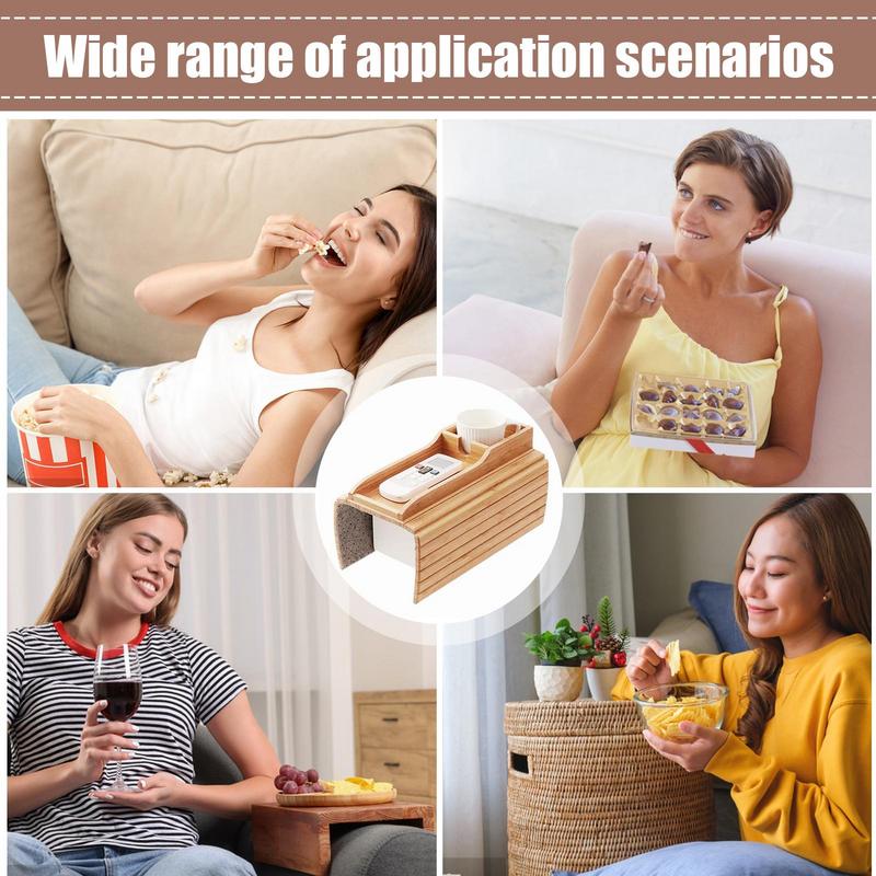 Portavasos de madera para sofá, brazo plegable para mesa, portavasos, mesas para sofá, organizador de brazo para sofá, extraíble y ajustable para aperitivos