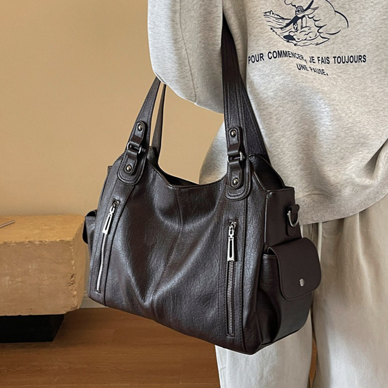 Damehåndtaske med stor kapacitet, skuldertasker, stor, stilfuld tote-taske, damer, blød pu-læder, hobos, messenger-tasker, dame, shopper-taske