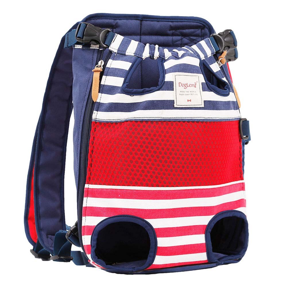 Dog Carrier Pet Dog Cat Carrier Backpack Travel Carrier Front Chest Large Portable Bags for 12kg Pet Outdoor Transportin: Red-Blue Stripe