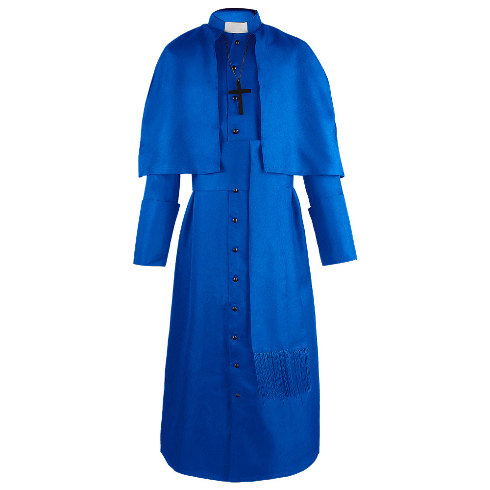 Medieval solid colored Father Costume Halloween Pastor cosplay costume