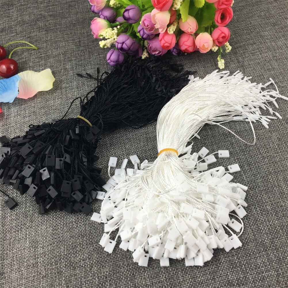 1000 Pcs/bag Clothing Hanger Tag String Nylon Black White String With Push Locker String Snap Lock Clothing Sewing Accessories