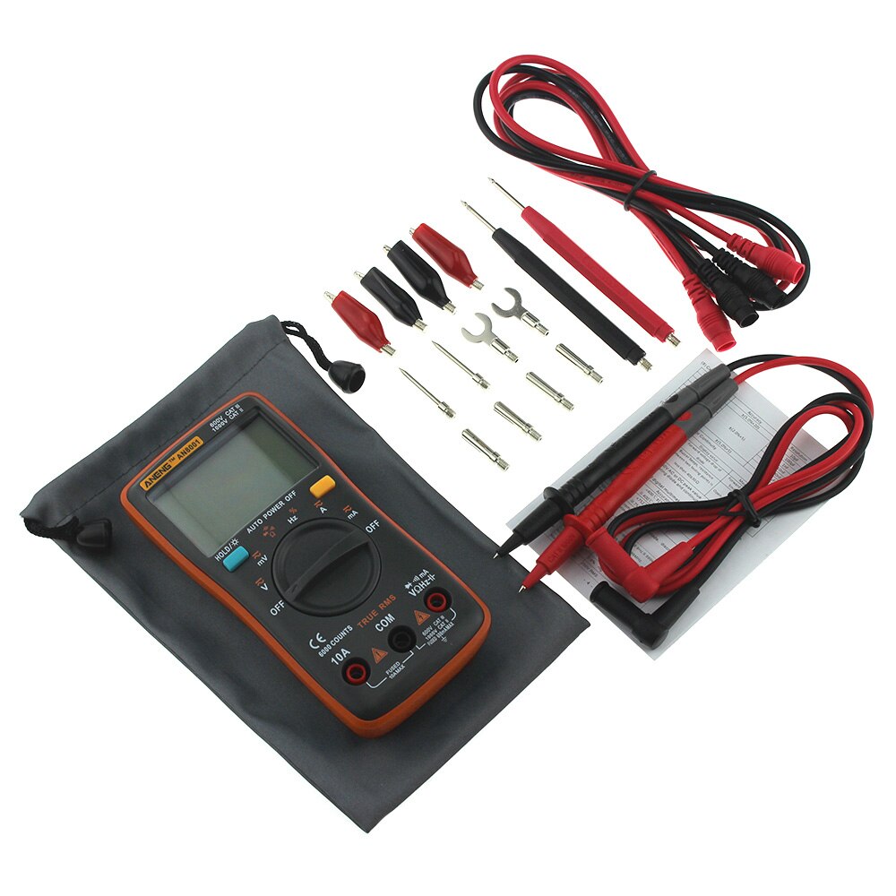 AN8001 capacitor tester Digital Multimeter profesional 6000 counts meter voltage current clamp be true leads: AN8001 Orange pro