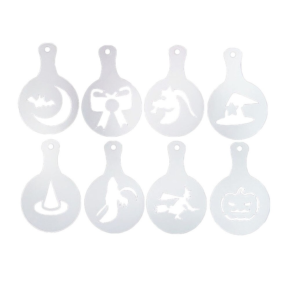 8pcs Coffee Stencil Reusable Coffee Stencils Barista Stencils Coffee Templates for Mousse Cut Cake Coffee: Default Title