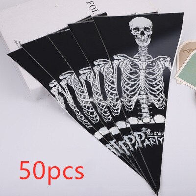 50Pcs Kerstman Kerstboom Elanden Pvc Zakken Transparant Clear Zak Cadeau Voor Kerst Bakken Candy Cookie Verpakking tassen: Skeleton