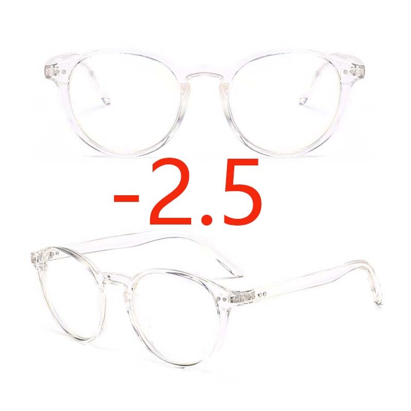 Lunettes de myopie pour femmes, verres de Prescription pour myopie, monture ovale blanche et noire, verres clairs, 0-1 1.5 2 2.5 3 3.5 4: White myopia -2.5