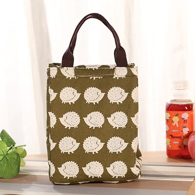 Oxford Ice Bag Travel Portable Food Bag Women Lovely Ice Pack Organizer Thermal Bags Animal Printing Cute Lunch Cooler Bags: Hedgeog