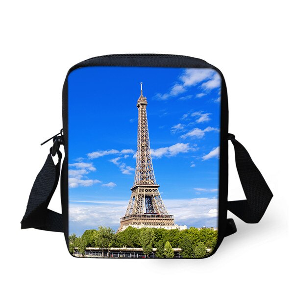 Minibandoleras TWOHEARTSGIRL con impresión de la Torre Eiffel para niñas, bolso cruzado pequeño para mujeres, bonitos bolsos de hombro ajustables: CC2431E