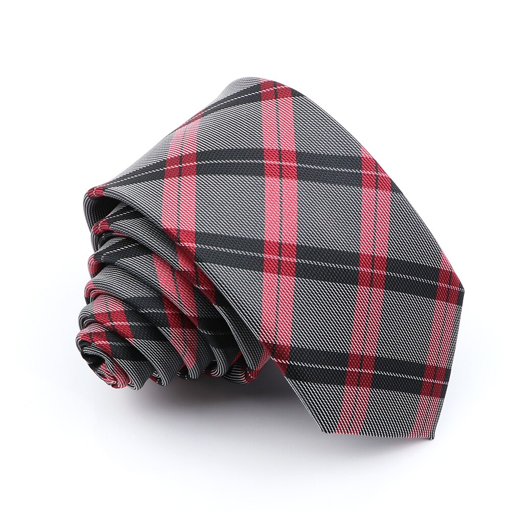 Corbata Negra a rayas para hombre, corbatas a cuadros de Color sólido de 6cm, azul y rojo, accesorios de uso diario, corbata, de de boda para hombre: 27