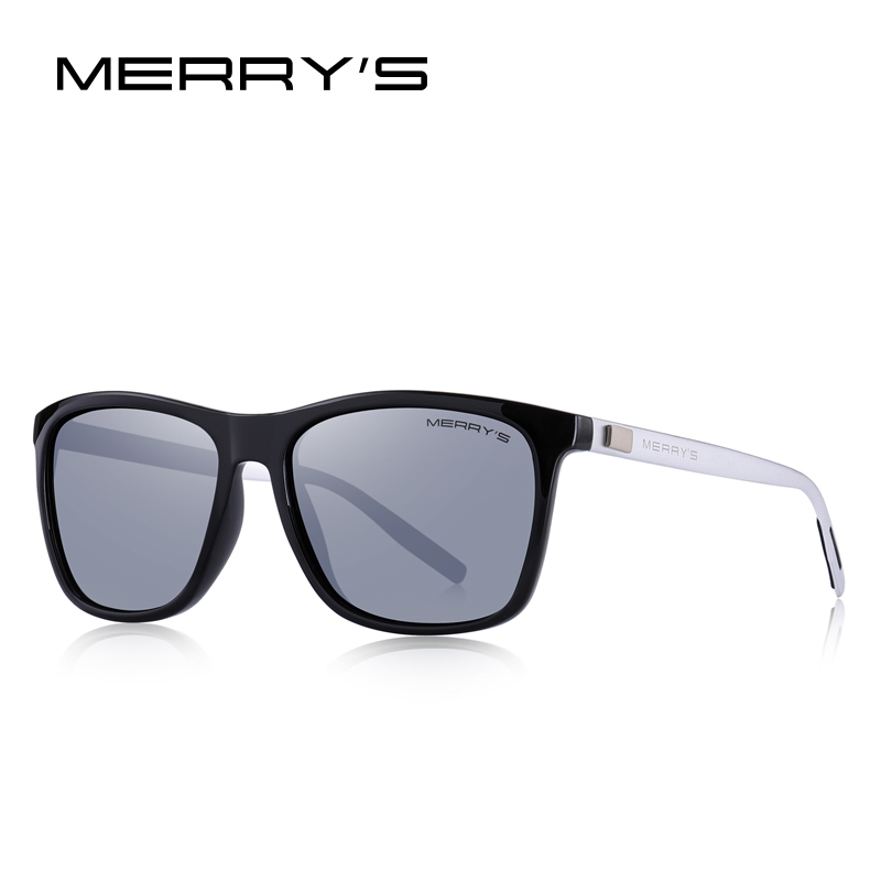 MERRYS gafas de sol de aluminio Retro Unisex polarizadas lentes Vintage gafas de sol para hombres/mujeres S8286: C13 Black Silver