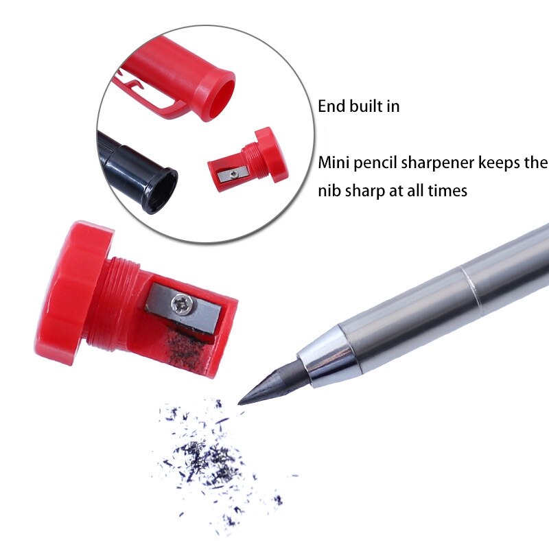 Carpenter Pencils Set 18PC Refills Solid Pen Leads Hole Mechanical Architect Carpentry Marker Marking Woodworking