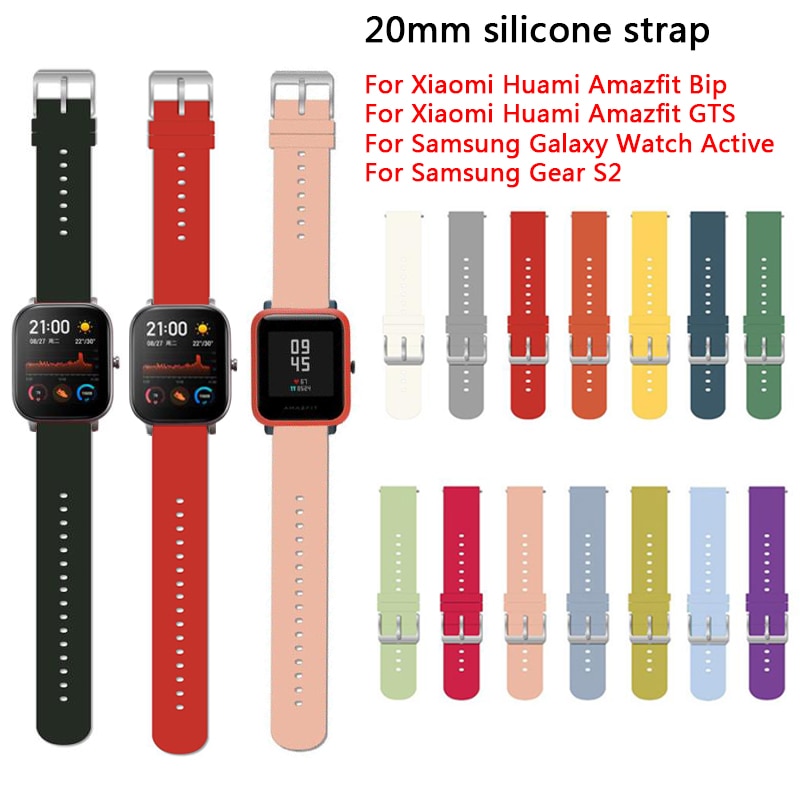 Correa de silicona para reloj Amazfit Bip S, pulsera de 20mm para Xiaomi Huami Amazfit GTS/Bip Lite/Bip 1S/Bip 2/GTR, 42mm