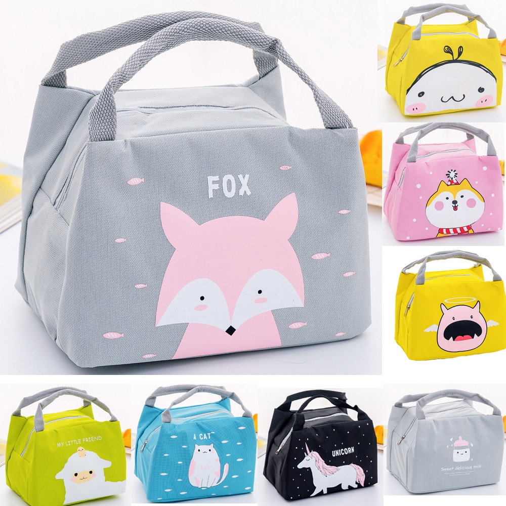 Fiambrera térmica con aislamiento portátil para niños y niñas, bolsa de almuerzo para Picnic, bolsas de dibujos animados para mujer, bolsa para el almuerzo