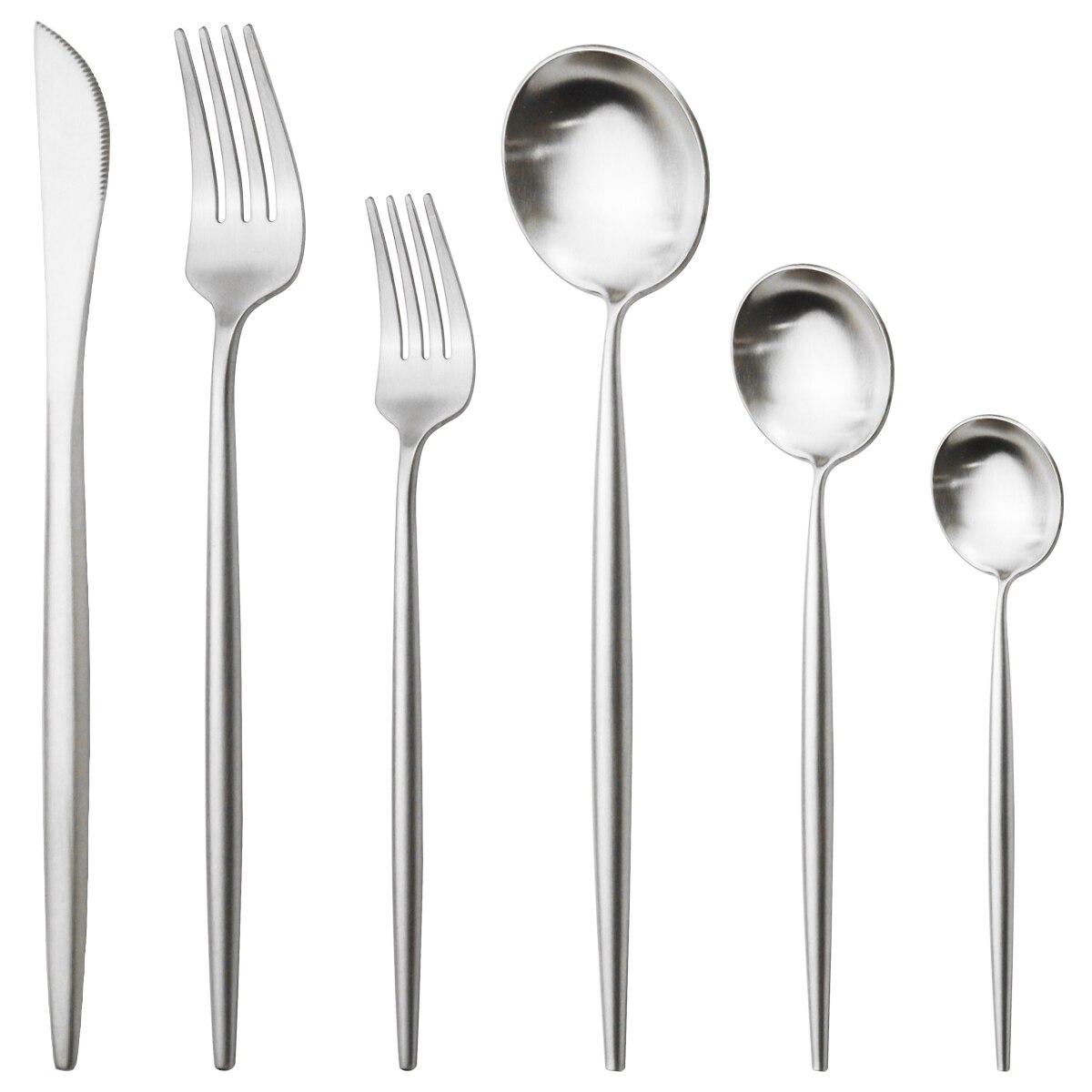 Western Silver Dinnerware Set Knife Fork Dessert Spoon Cutlery Set 304 Stainless Steel Tableware Set Home Kitchen Silverware Set