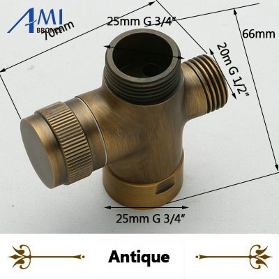 Shower Diverter 3/4" 1/2" BSP for Valve Mixer Rigid Riser, Chrome polished Brass: Light Grey