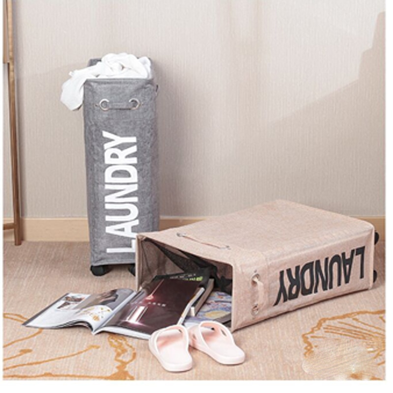 Foldable Laundry Basket Organizer With Wheels Waterproof Organizer Dirty Clothes Toys Basket Large Capacity Slim Laundry Hamper