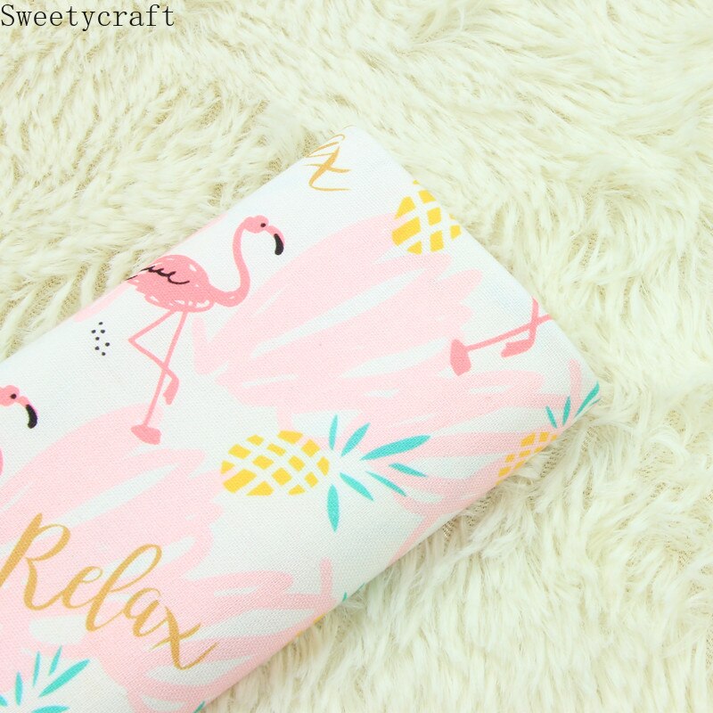 110 x 45cm paksua puuvillaa pellavakankaita by yard flamingoprintti ompelupussi pöytäliina verhojuhla kodin sisustus