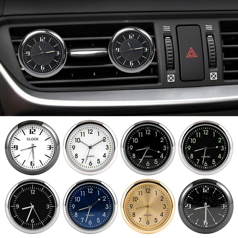 40Mm In-Car Mini Lichtgevende Auto Klok Auto Auto 'S Interne Stick-On Horloge Mechanica Quartz Klokken Auto Ornament Digitale Klok