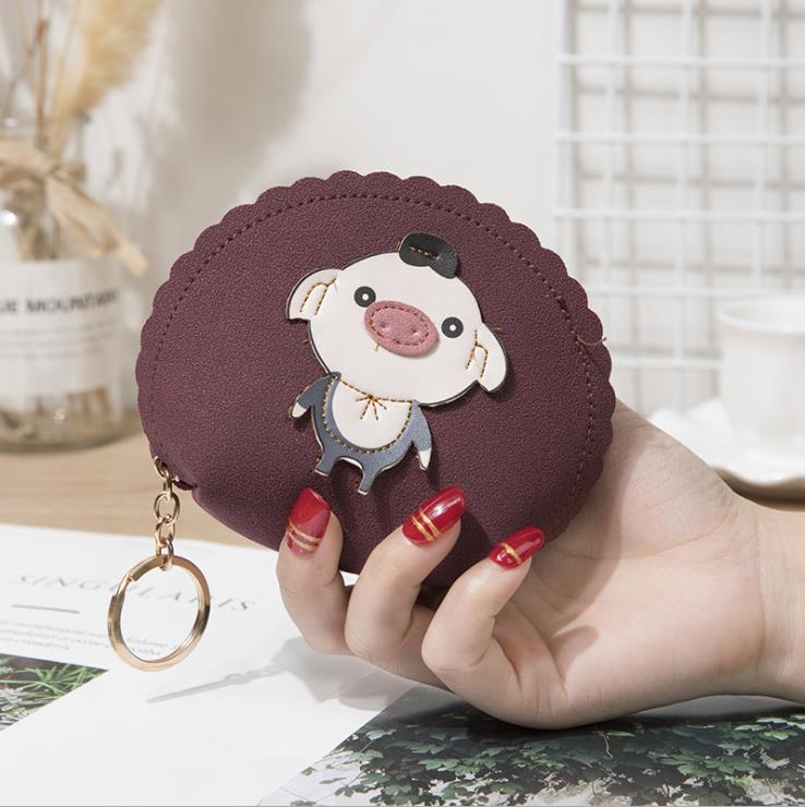 Woman Wallet Animal Cute Decor Coin Purses Girls Key Zipper Change Pouch Mini ID Credit Card Holder Pu Leather: 5