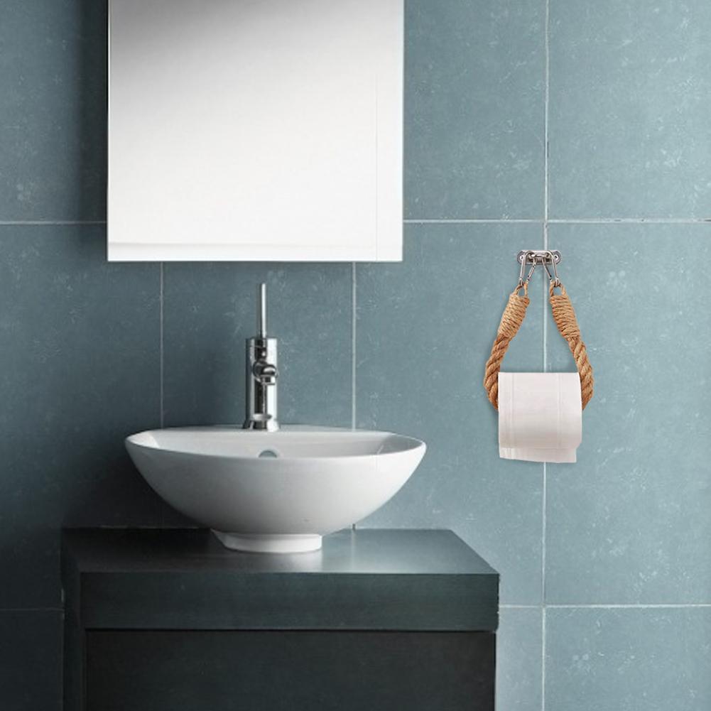 Nautische Toiletrolhouder Muur Gemonteerde Touw Papier Boho Stijl Tissue Roll Opslag Houder Opknoping Wc Handdoekenrek